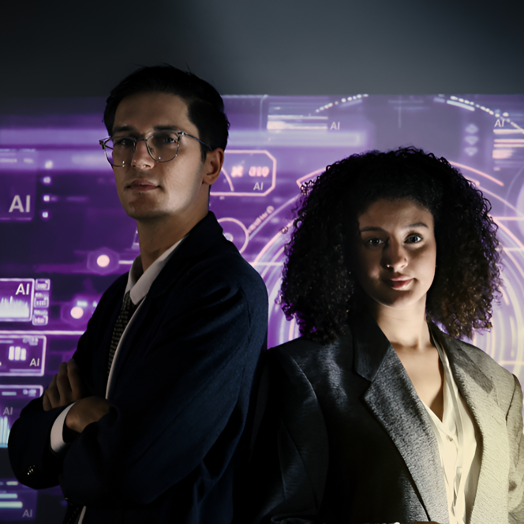 Professionals working alongside AI systems